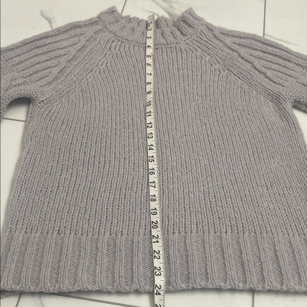 Cocogio Sweater Cozy Lt. Gray Mock Neck Cable Knit Sleeves OS Relaxed FitSz S - Picture 11 of 12